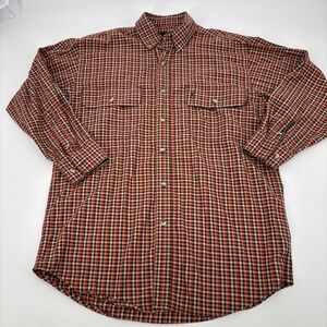 Browning Men's Medium button up Plaid shirt Orange Brown Neutral Outdoor Cotton